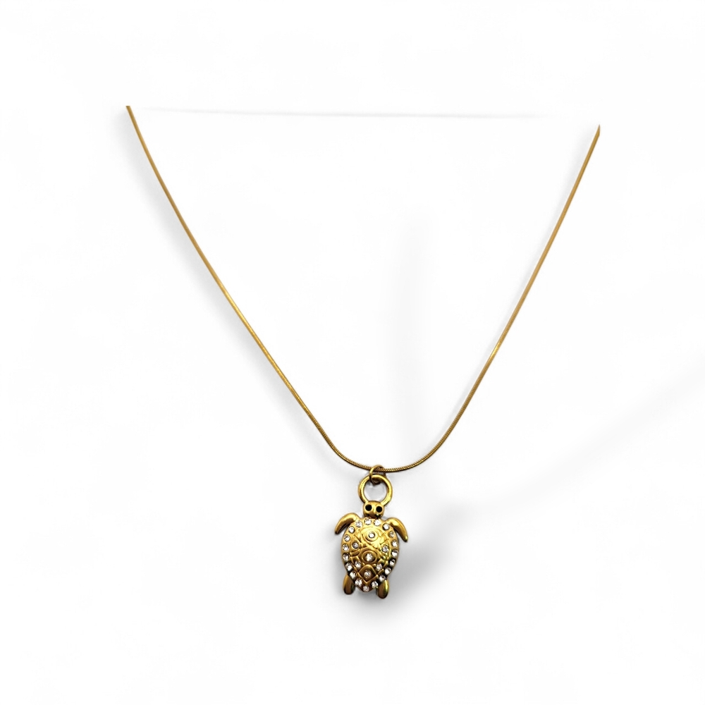 Gold Turtle Pendant Necklace